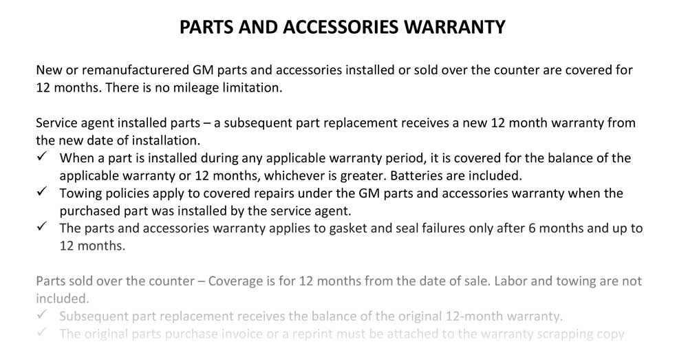 Warranty Operations Manual Content
