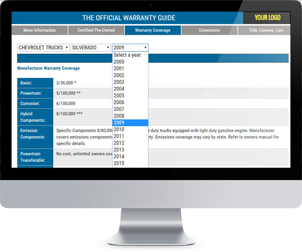 OEM Warranty Coverage Screenshot