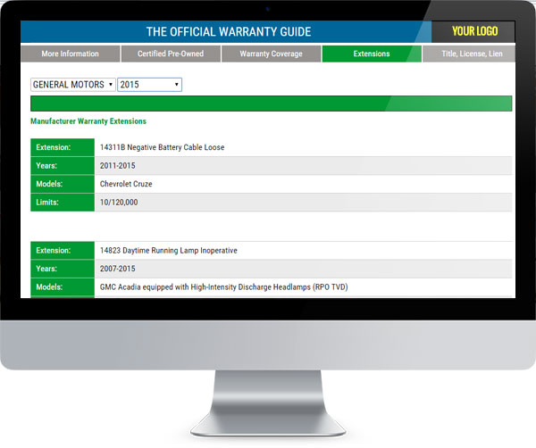 Warranty Extension Screenshot