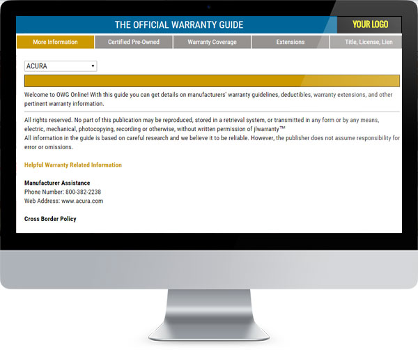 Warranty Information Screenshot