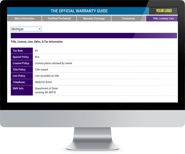 State Title, License, Lien, Sales, Tax Screenshot