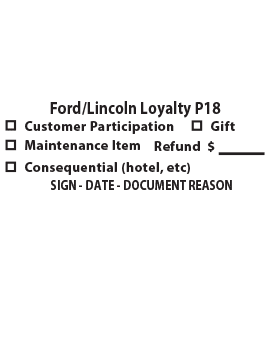 Ford/Lincoln Loyalty Program P18 Warranty Stamp