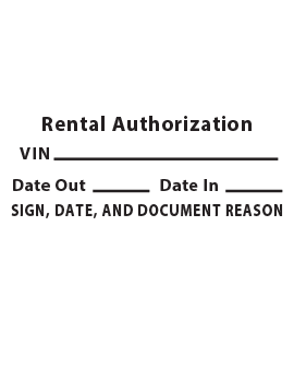 Rental Authorization Warranty Stamp